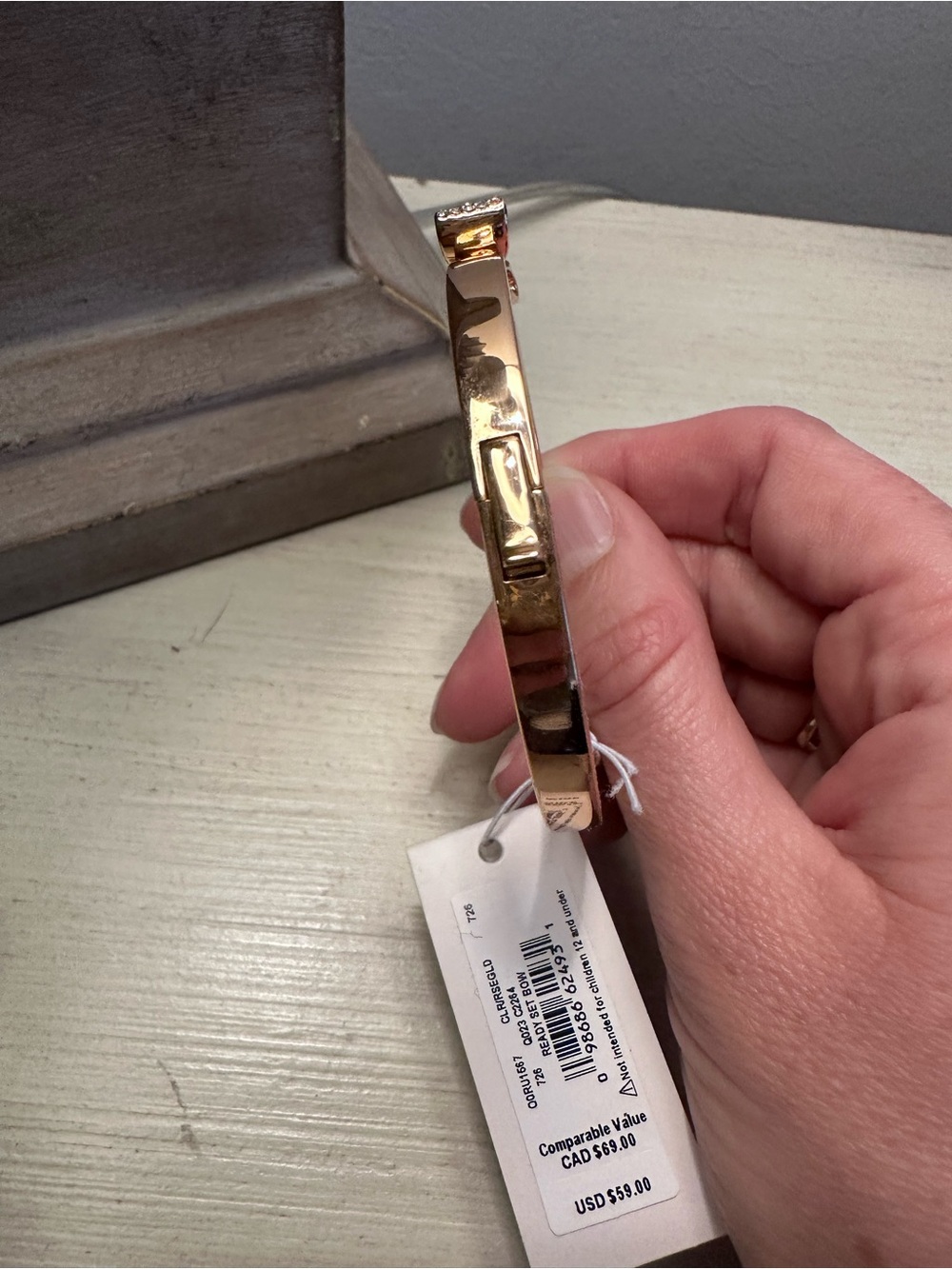 Kate Spade Ready Set Bow Pavé Rose Gold Bangle Bracelet - Picture 8 of 8